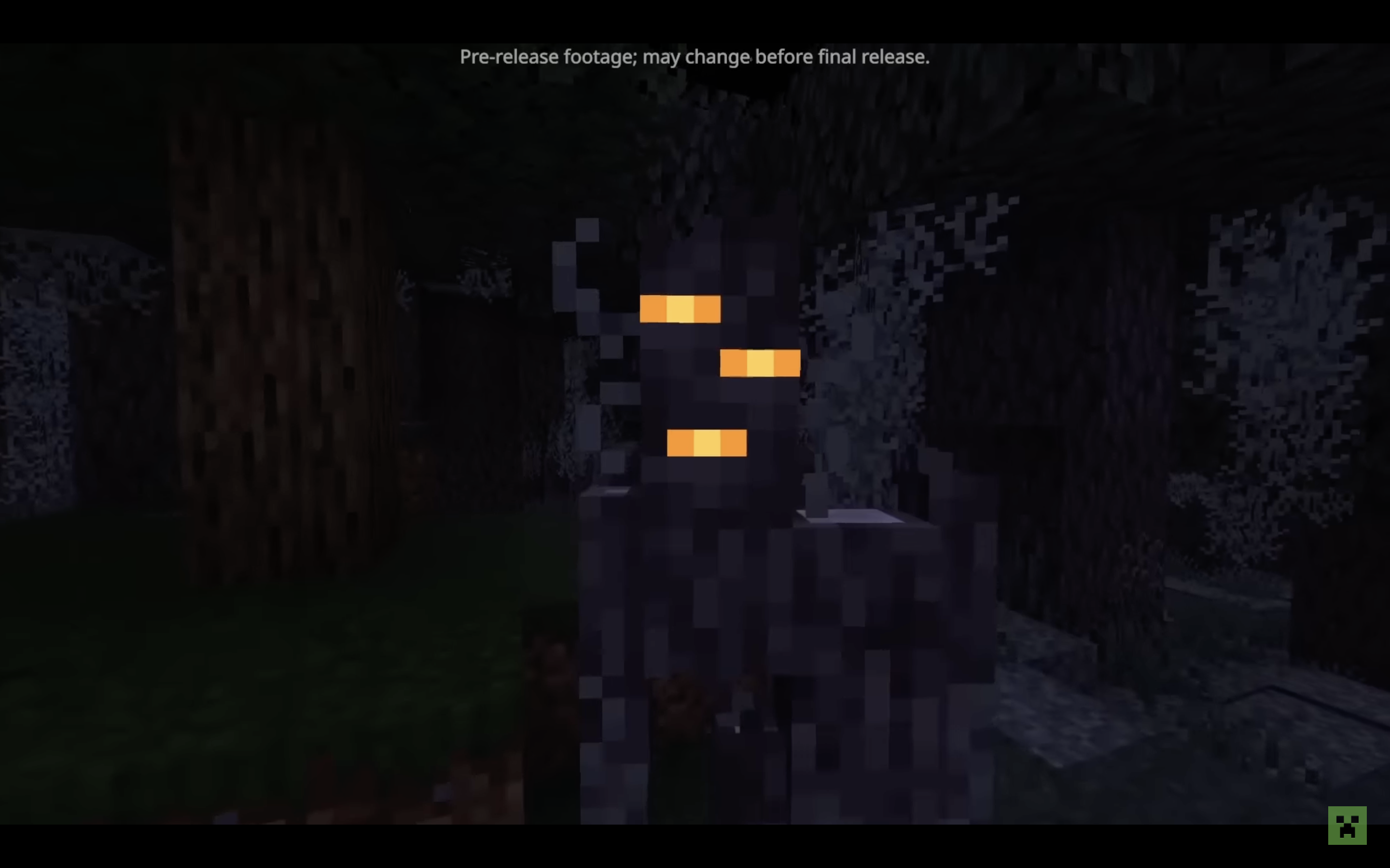 A close up shot of the Creaking from the Minecraft Monthly video.